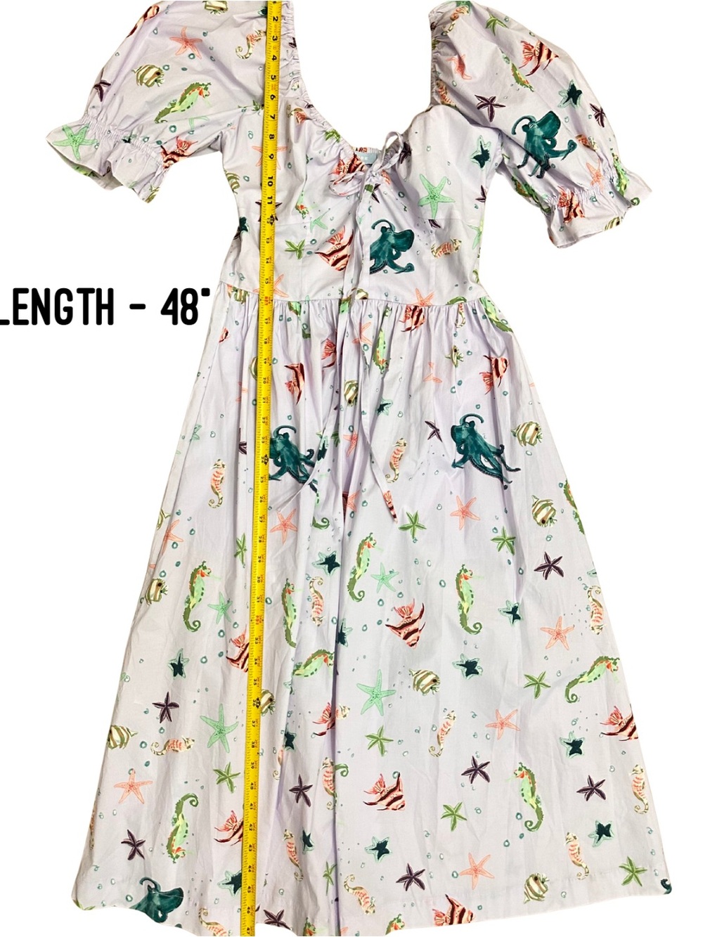 Hill House Ophelia Nap Dress Sea Creatures Puff Sleeve Medium Resort Wear EUC - Picture 7 of 10
